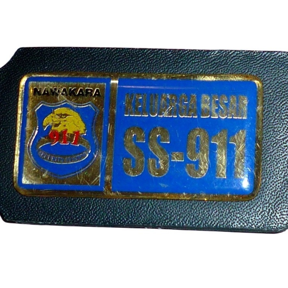 Vtg PT Nawakara SS-911 Keluarga Besar Leather Fob Keychain Indonesian Security